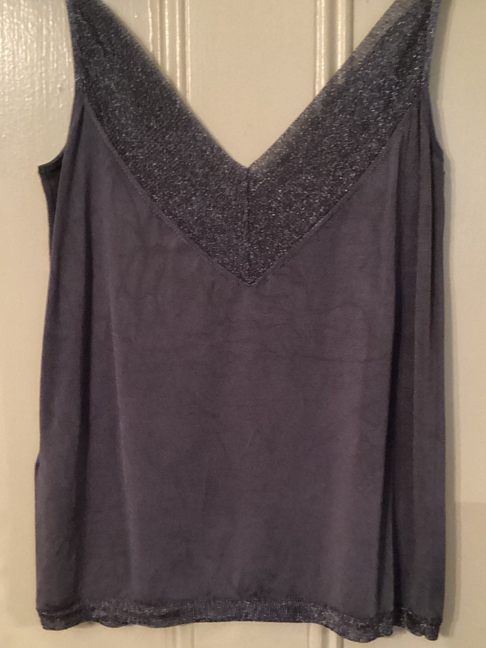 Reiss Silver-Gray Shimmer V-Neck Slip Camisole